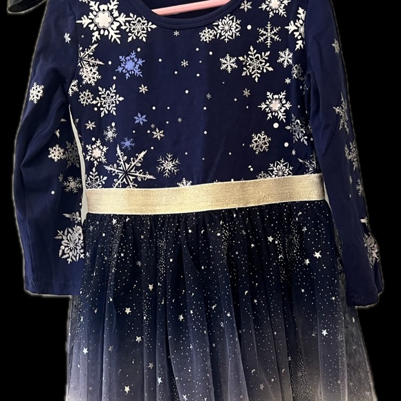 Holiday Snowflake Girls Dress, midnight blue with silver  Size 6/7 - Picture 2 of 7